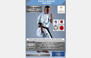 Stage Entente Clubs Baraqueville-Olemps-Onet-Sébazac Karaté le 01 Octobre 2022 à Sébazac avec Serge SERFATI CN8 - Expert Fédéral