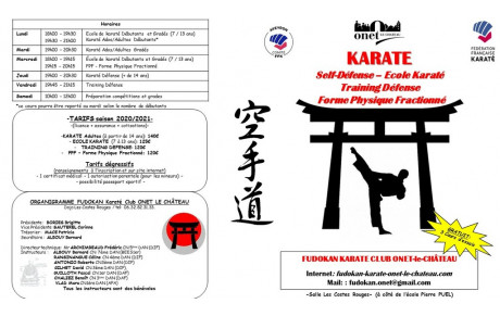 Reprise des cours de karaté 2020/2021